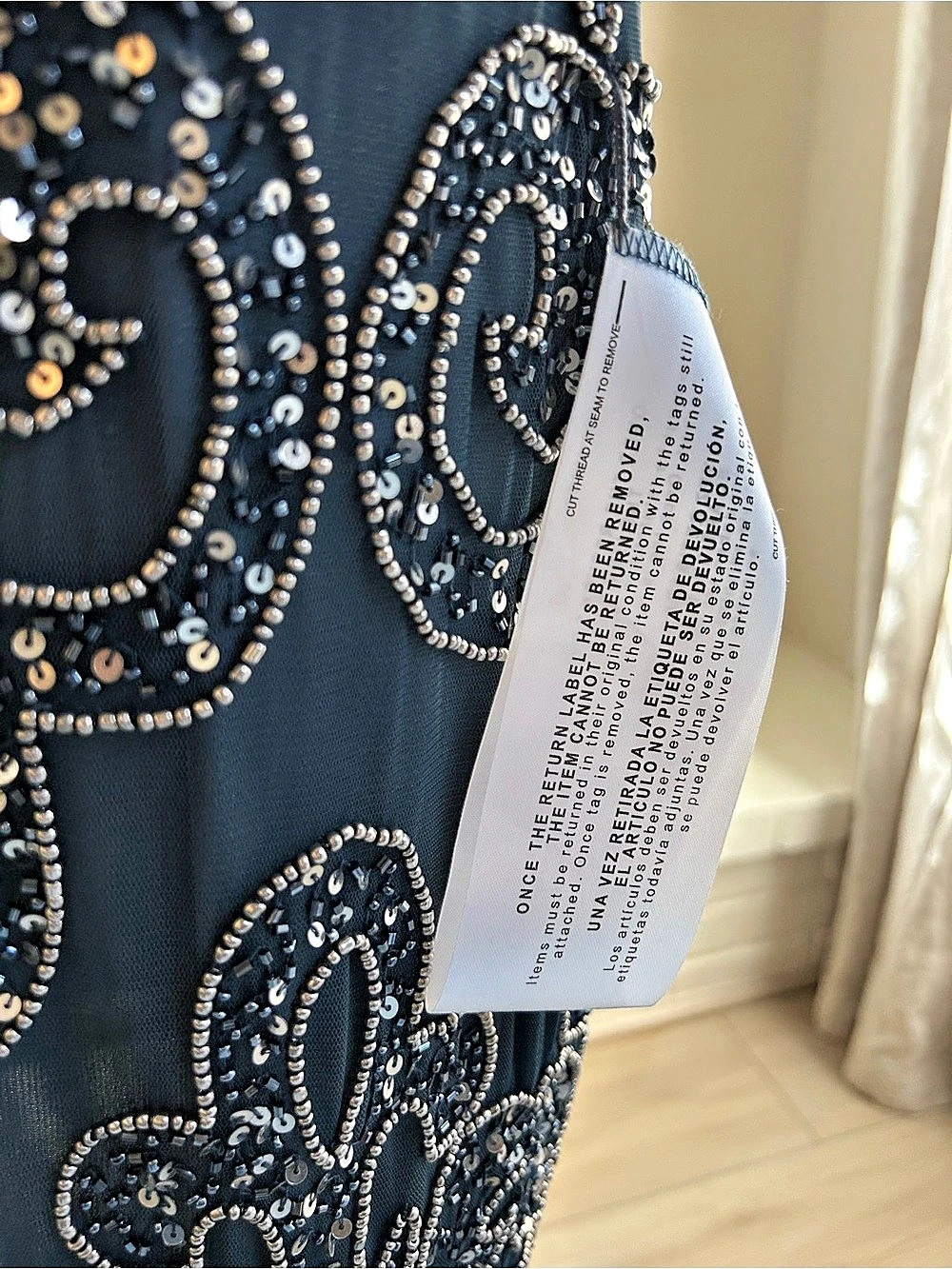 J Kara Embellished Paisley Mini Cocktail Dress in Black NWT - Picture 3 of 7